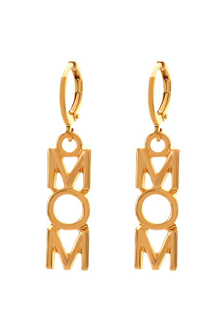 Boucles d'oreilles pendantes en alliage avec lettre MOM
