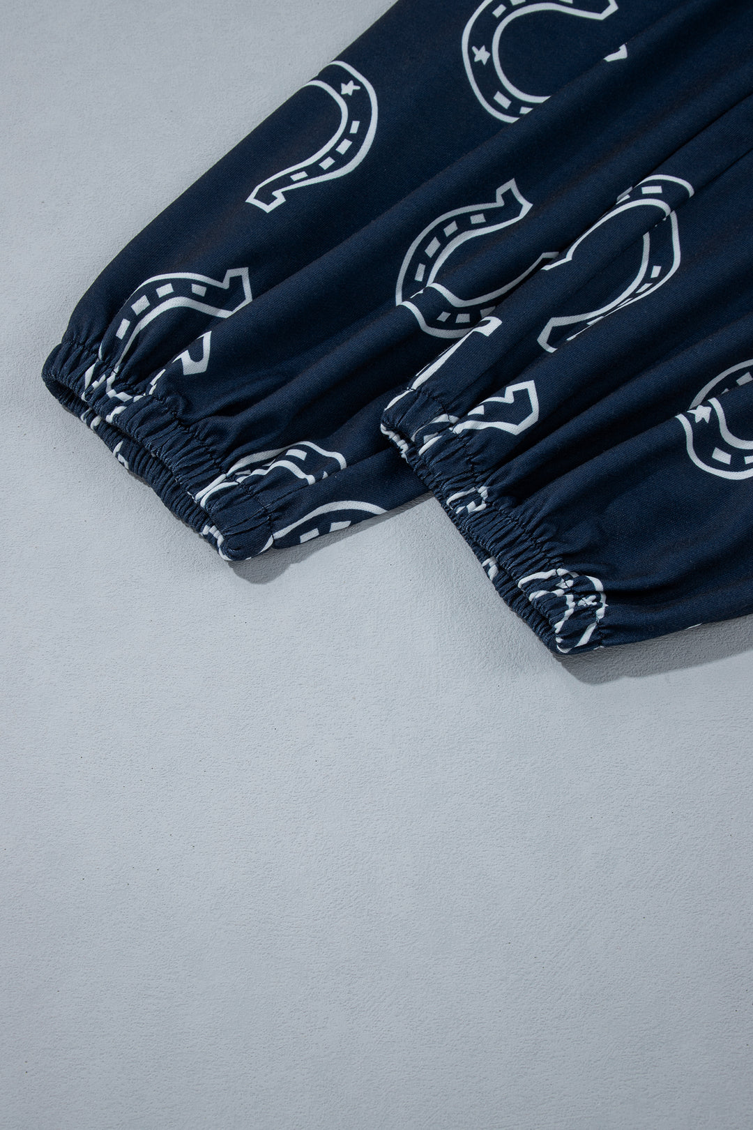 Blue Western Print Elastic Waist Pocket 2pcs Pant Set