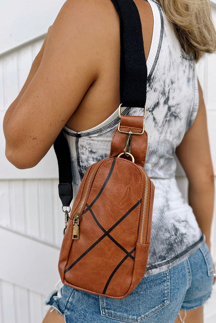 Balls Pattern PU Leather Zipped Sling Bag