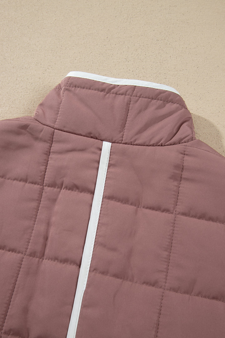 Old Rose Quilted Metal Button Pocket Jacket