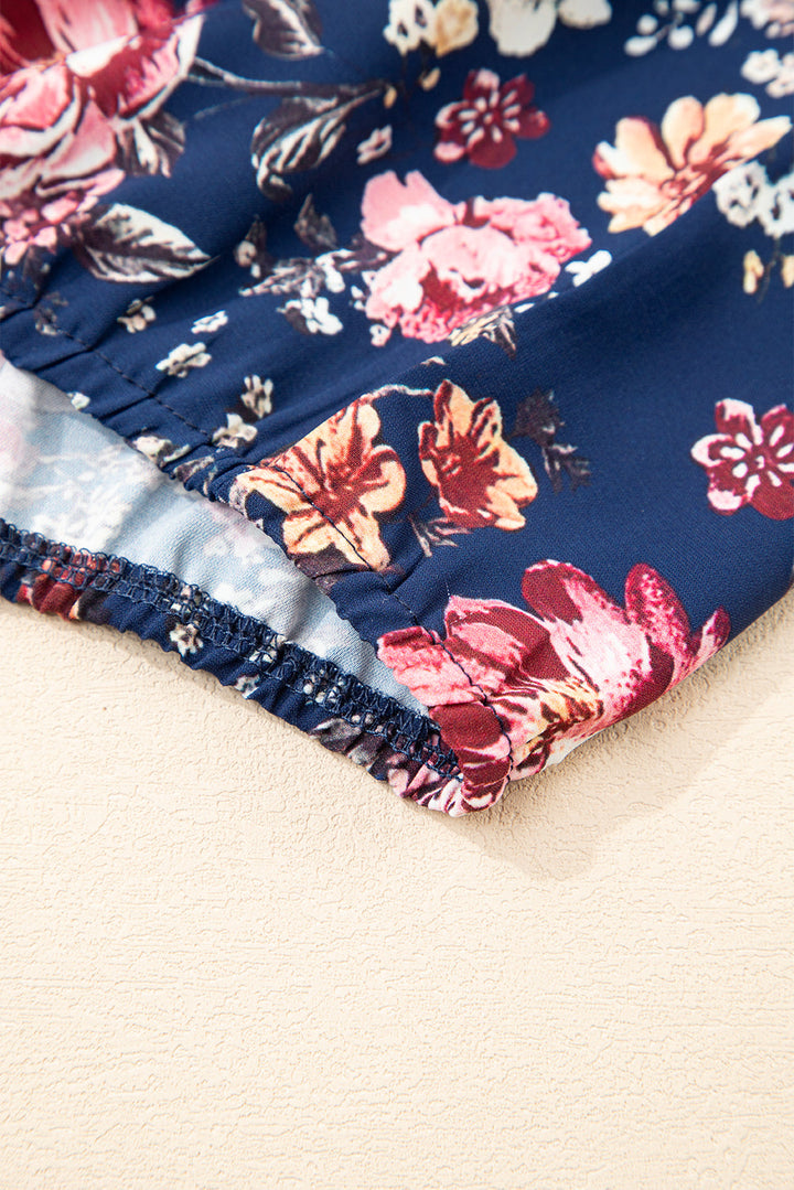 floral short sleeve scoop neck casual blouse