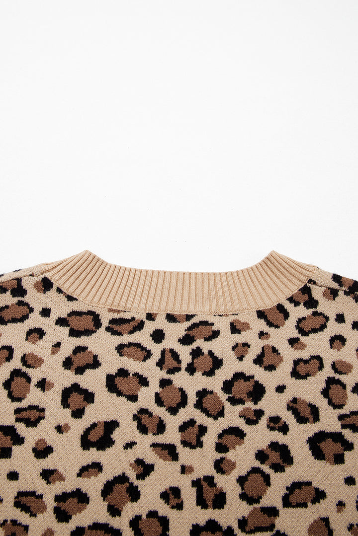 Leopard Print Dolman Sleeve Sweater