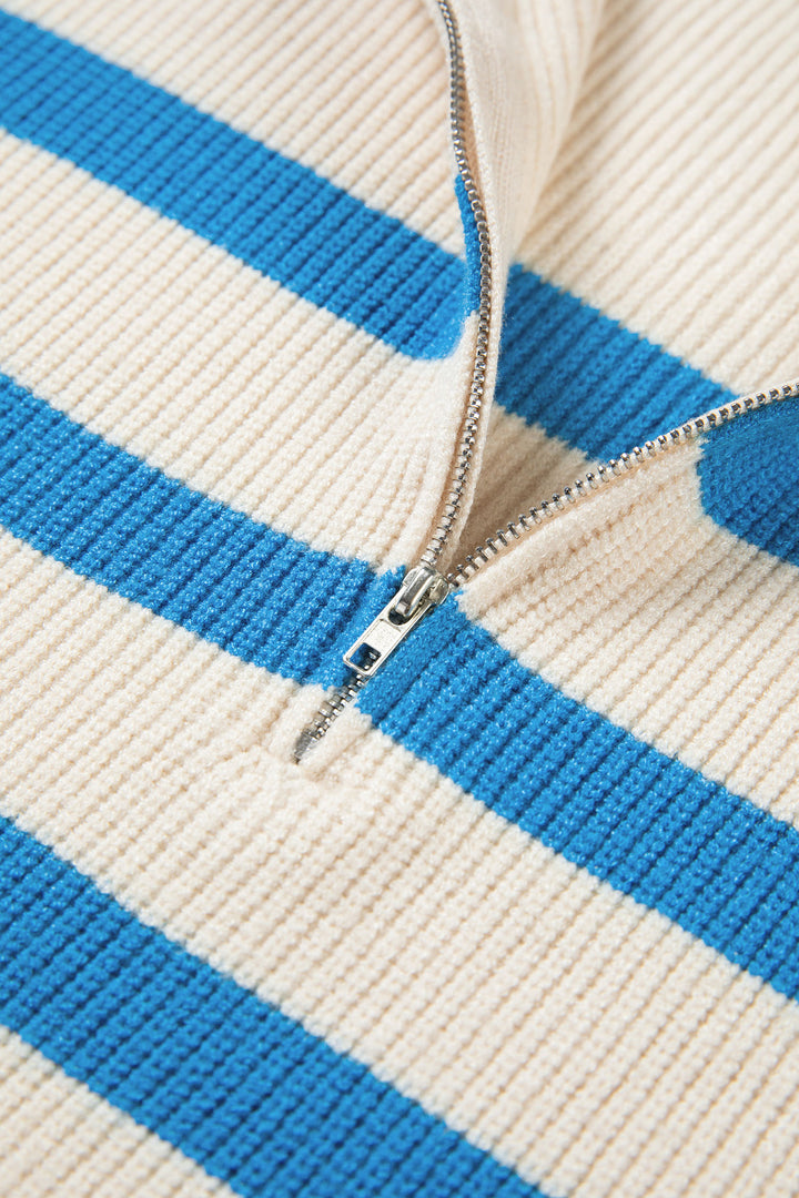 Ribbed Half Zip Collared Sweater Vest