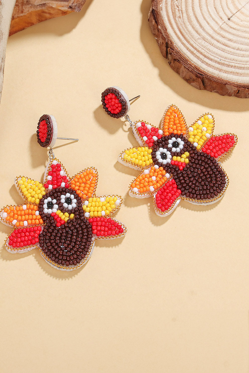 Boucles d'oreilles perlées en forme de dinde pour Thanksgiving