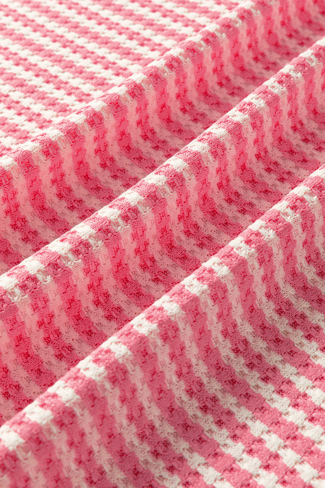 Pink Stripe Breathable Textured Knit Short 2pcs Set