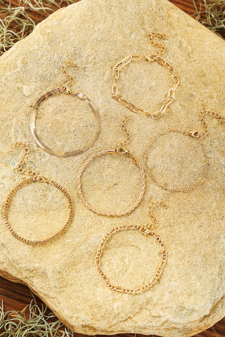 Mehrlagiges, plattiertes, verstellbares Kettenarmband-Set