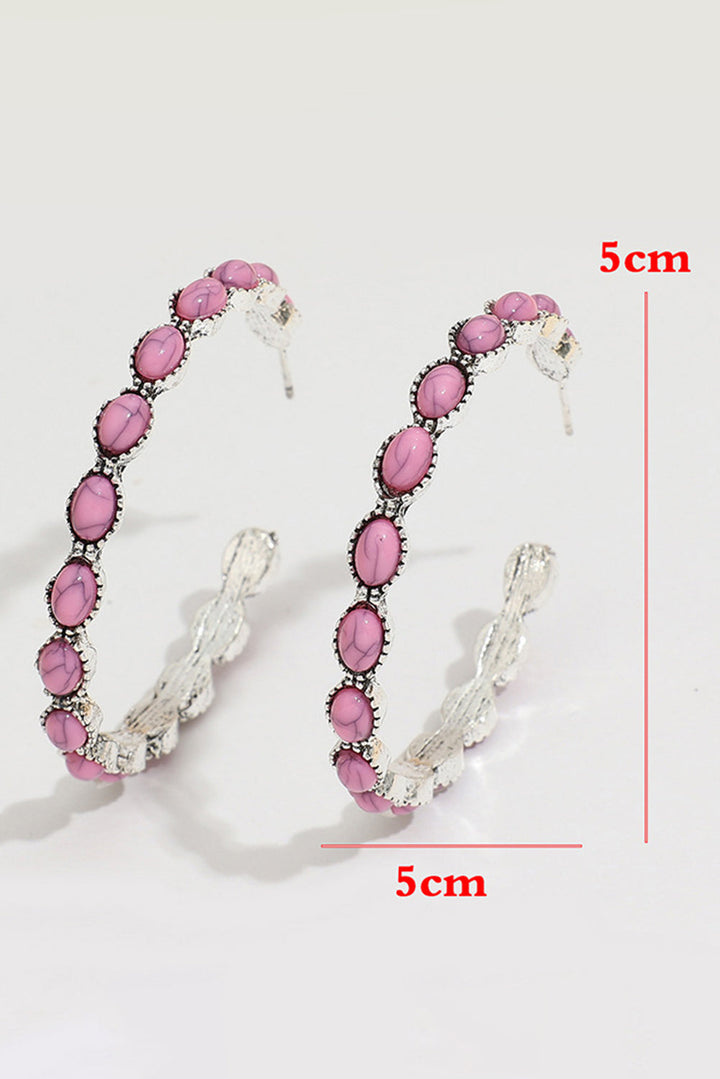 Boucles d'oreilles rétro en forme de C avec incrustation de pierres précieuses