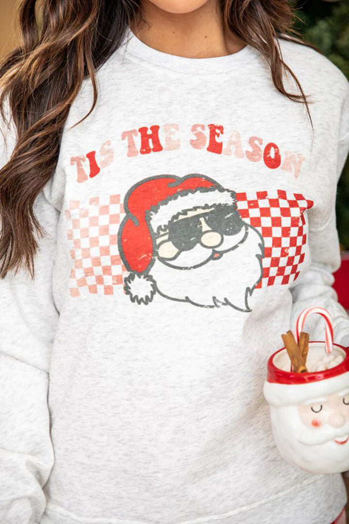 christmas claus graphic top plaid pants lounge set