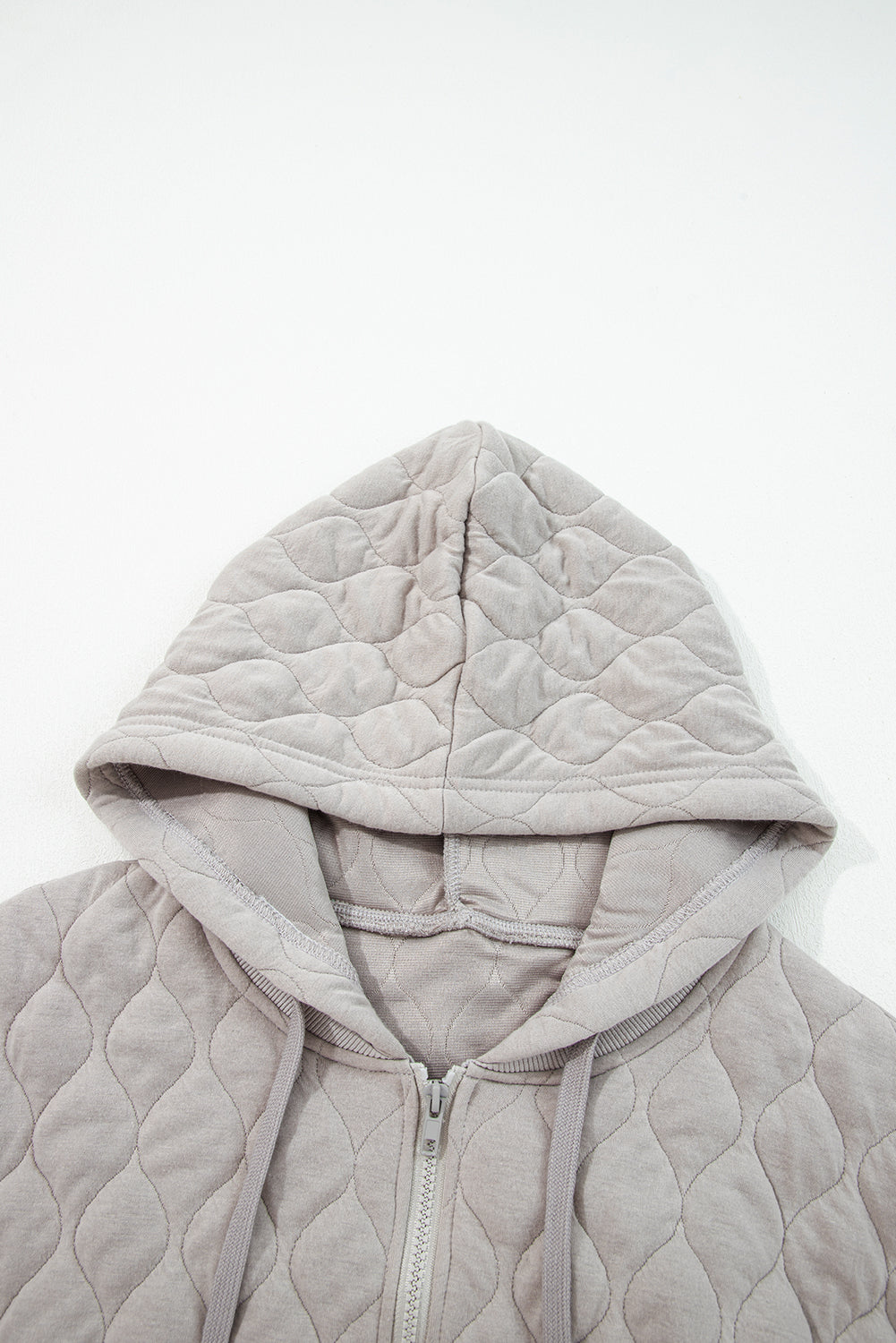 Gray Quilted Quarter Zip Plus Size Hoodie