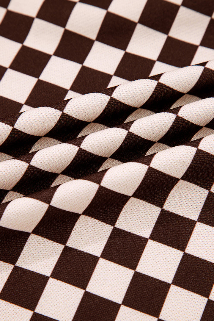 Black Athleisure Checkered 2pcs Pants Set