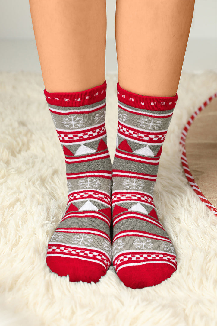 Crew-Socken mit weihnachtlichem geometrischem Schneeflocken-Print