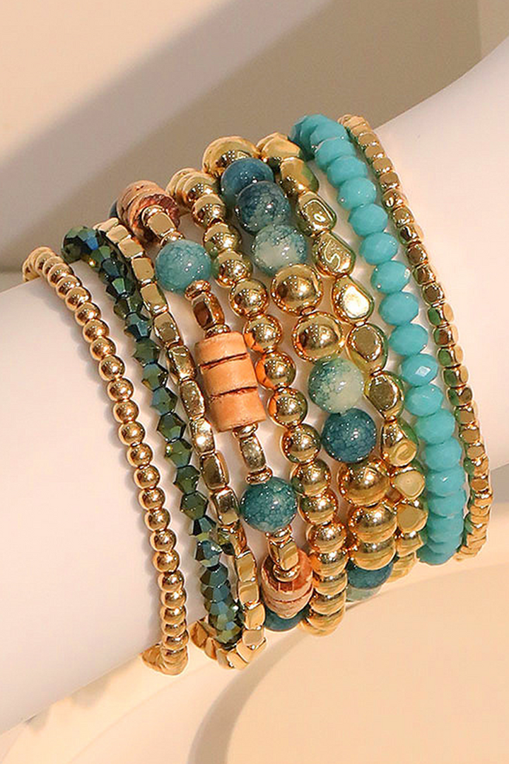 Ensemble de bracelets élastiques multicouches en perles bohèmes
