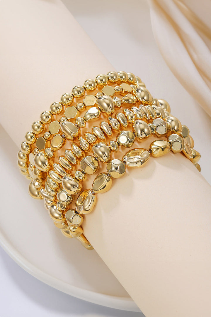 Alloy Plated 6pcs Irregular Beading Bracelet