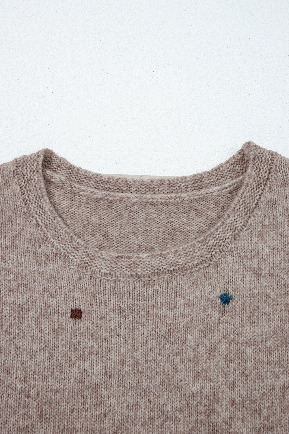 Contrast Colored Dot Detail Drop Shoulder Sweater
