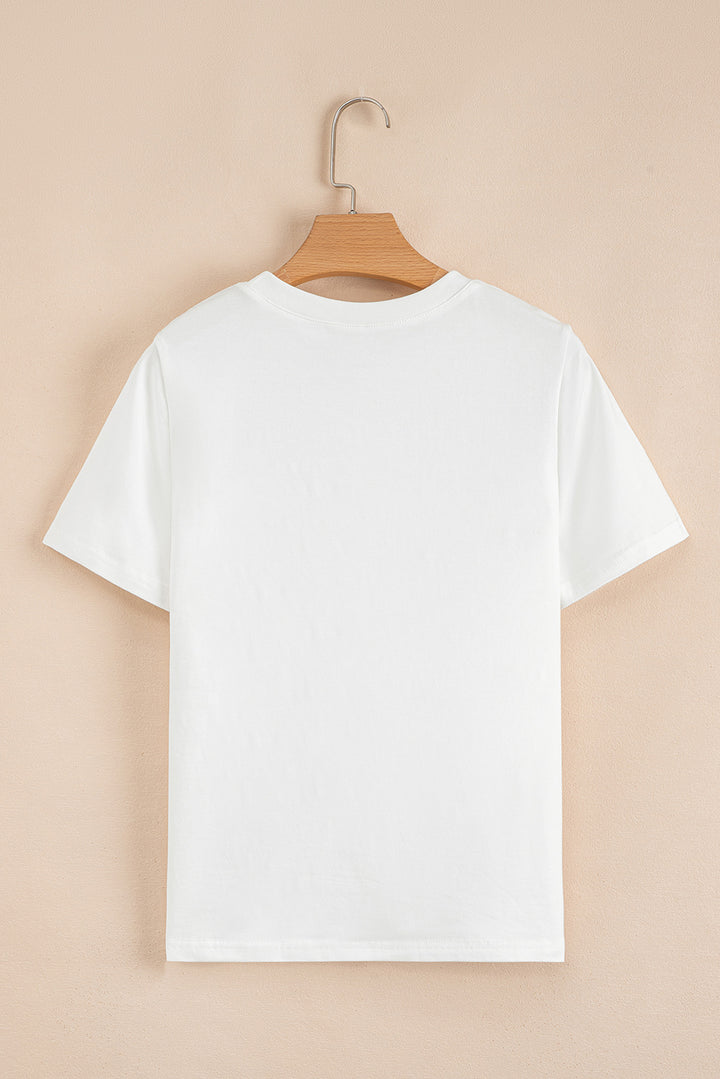 Rhinestone Bow Embellished Round Neck Tee