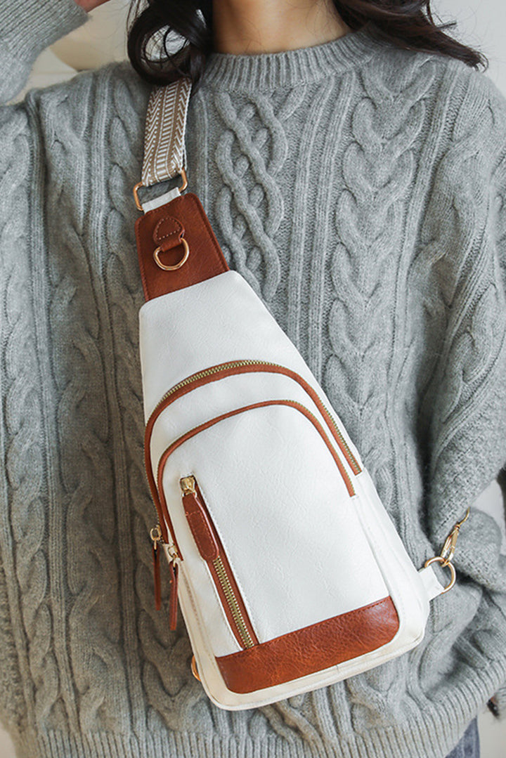 Vintage PU Leather Zipped Crossbody Bag