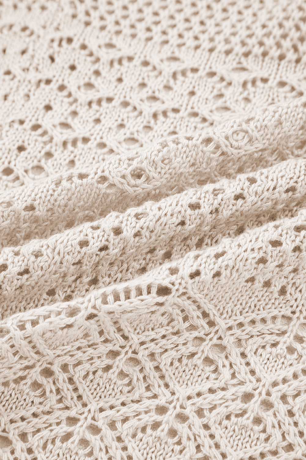 Mix Pattern Hollowed Knit Open Front Cardigan