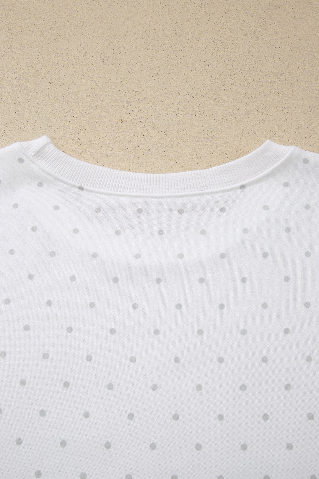 White Polka Dot Print Side Stripe Casual Sweatshirt 2pcs Short Set