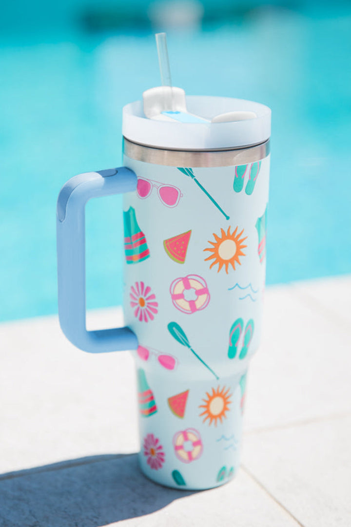 Beach Day Fun Pattern Cup with Handle 40oz