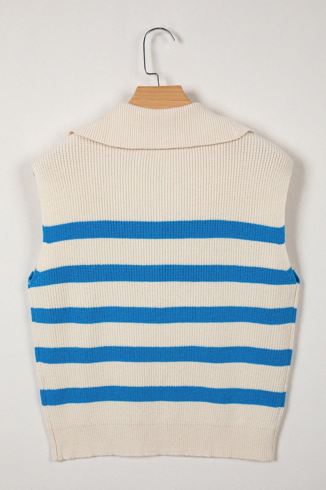Ribbed Half Zip Collared Sweater Vest