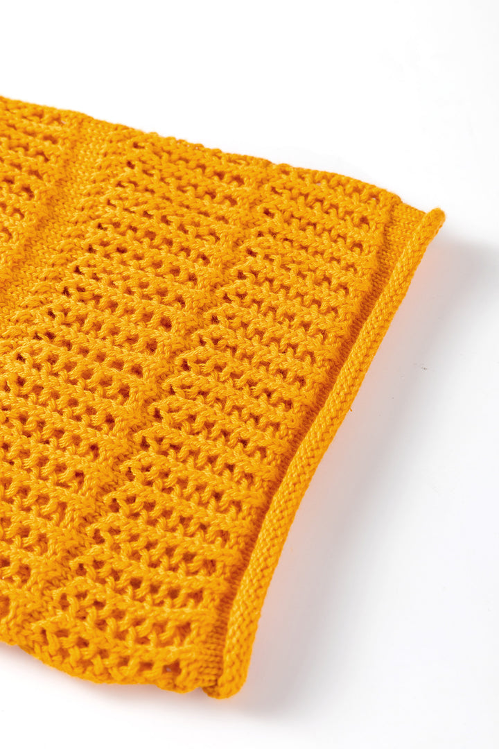 Hollow out Openwork Knit 3/4 Sleeve Sweater