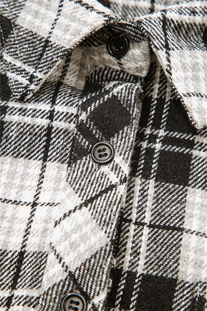 Plaid Print Chest Pockets Buttoned Shirt