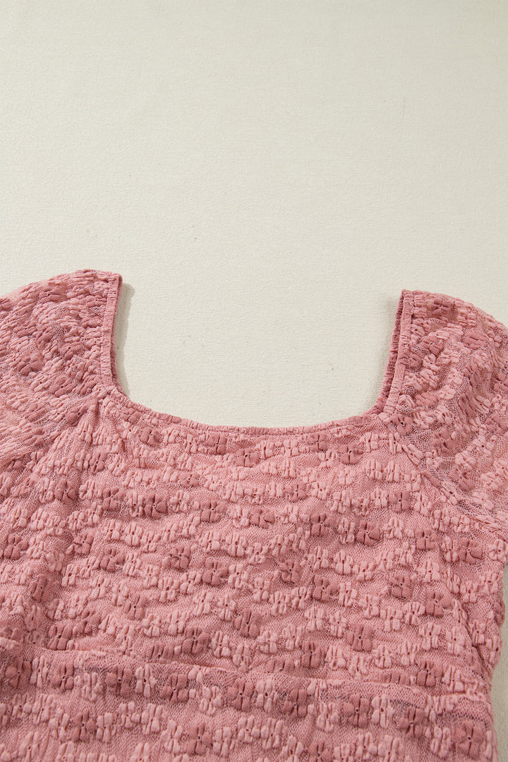 Drawstring Knot Detail Floral Lace Blouse