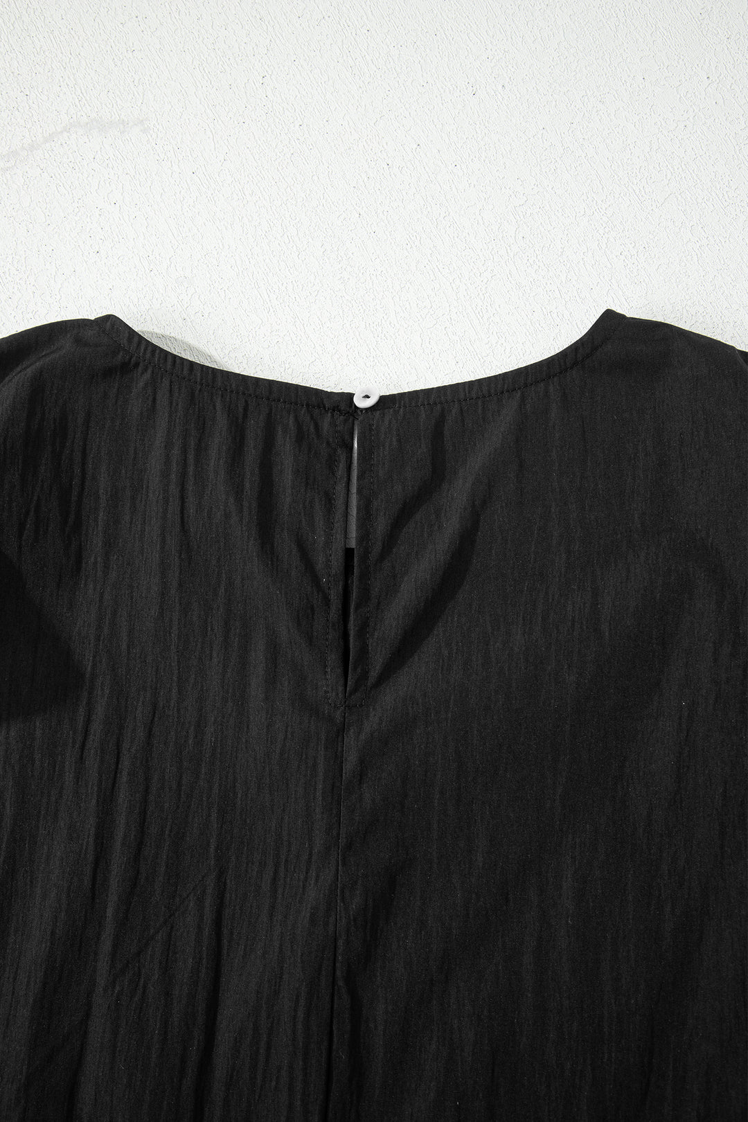 Contrast Trim Dual Ruffle Short Sleeve Textured Blouse