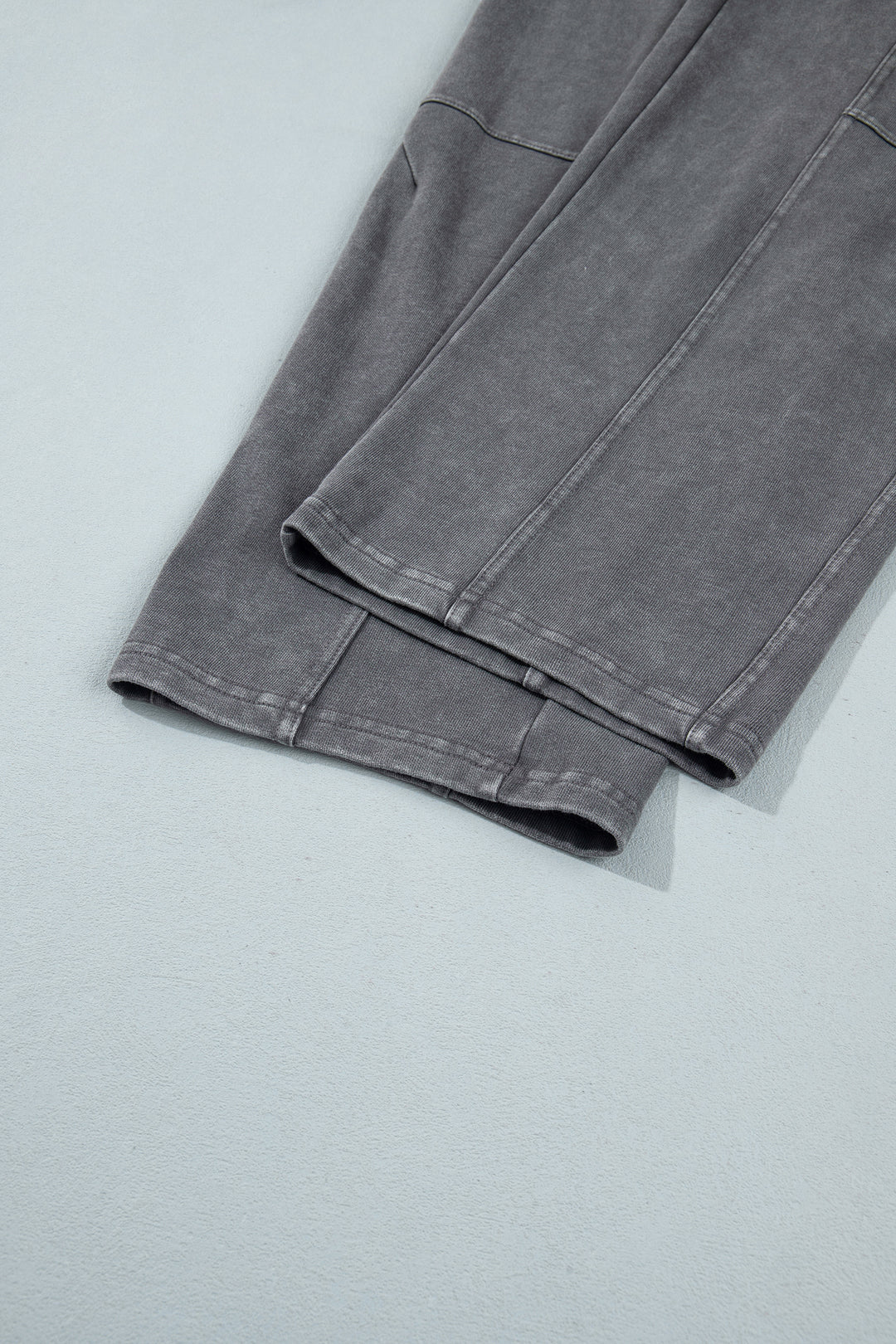 Carbon Grey Mineral Wash Seam Detail Elastic Waist Barrel Pants