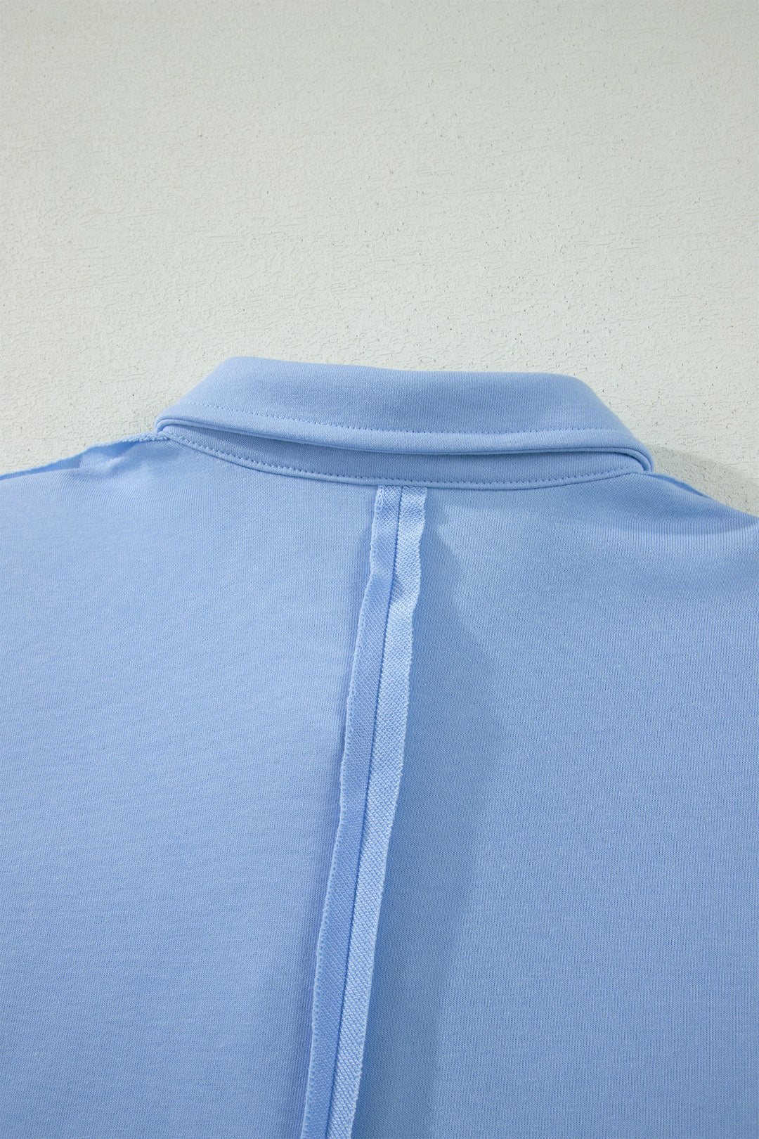 Mist Blue Loose Polo Tee Elastic Waist 2pcs Short Set