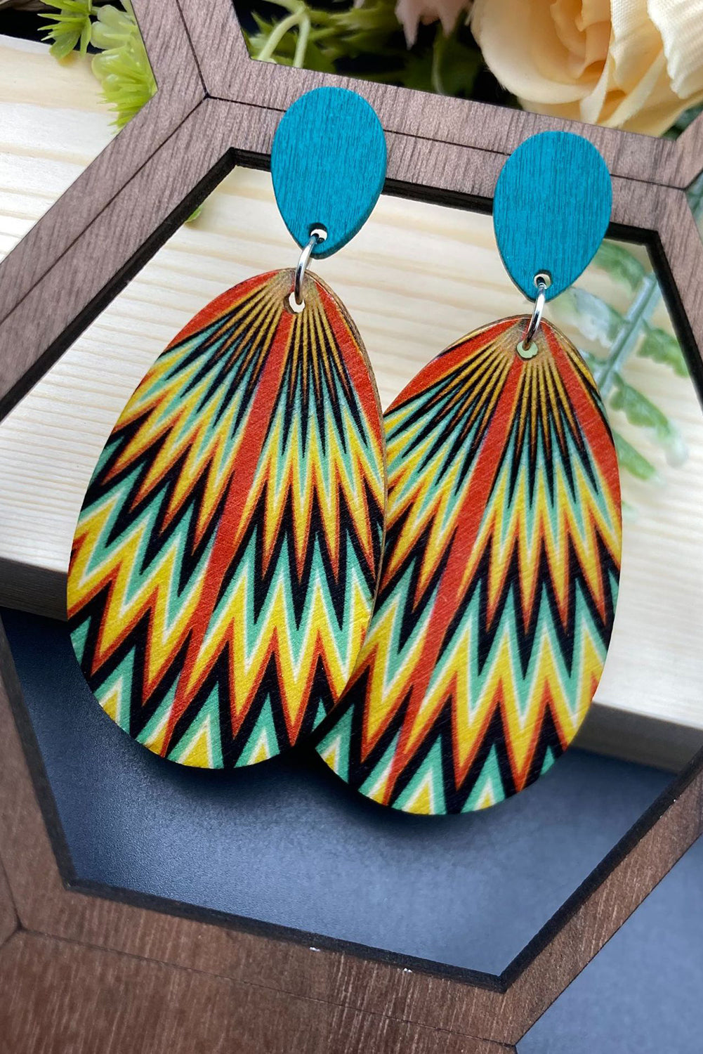 Boucles d'oreilles pendantes à imprimé abstrait bohème