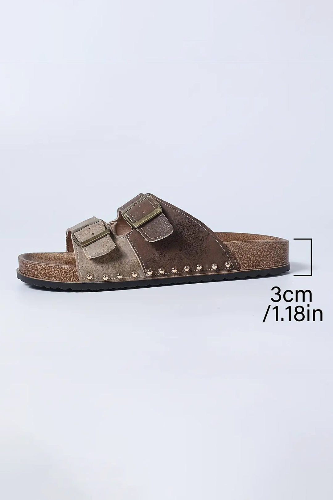 Two-tone Retro Buckle Straps Hollowed Faux Suede Slippers