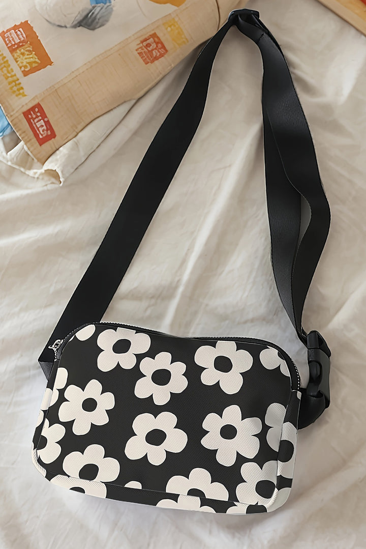 Flower Pattern Zipper Cross Body Bag