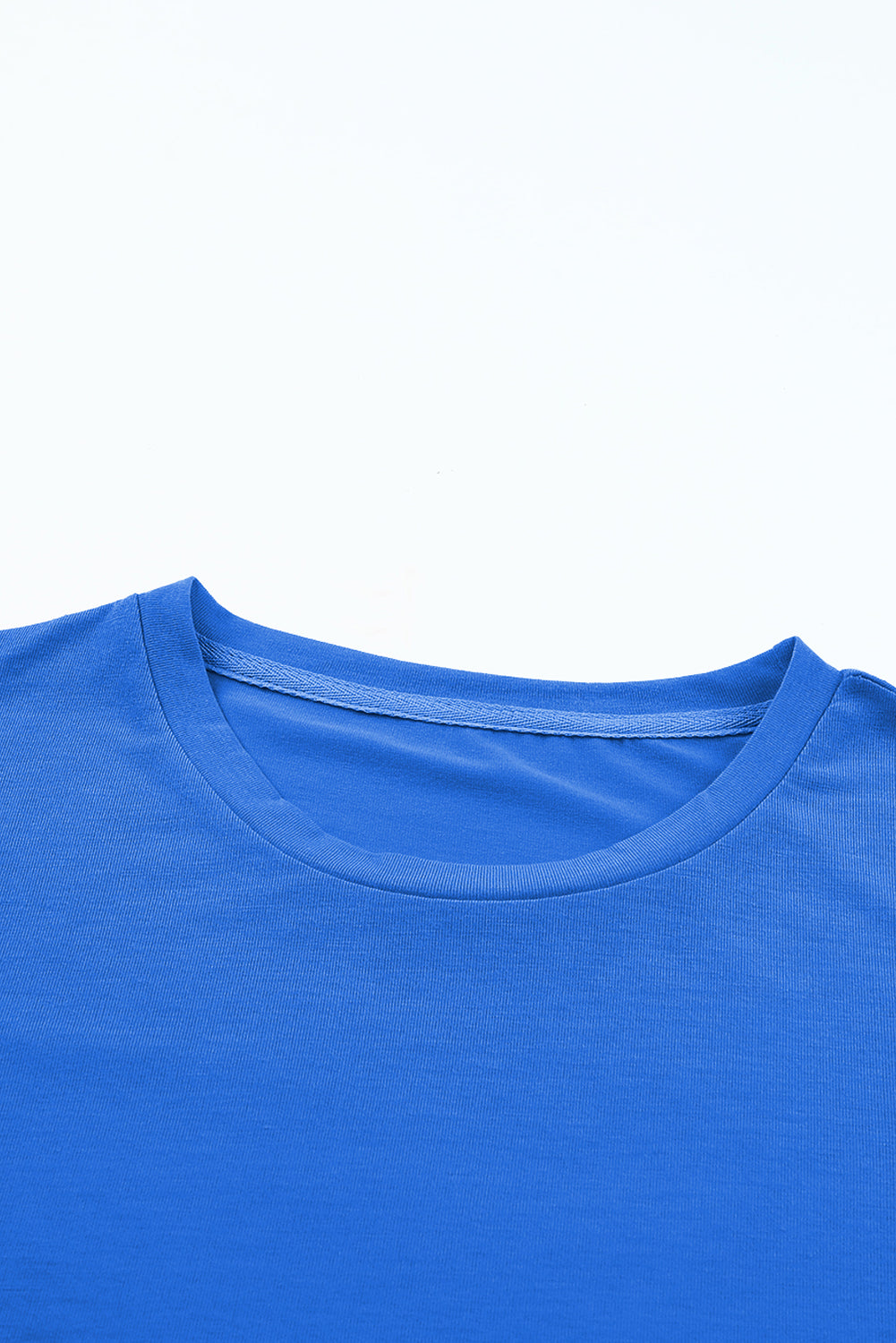Dark Blue Casual Plain Crew Neck Tee