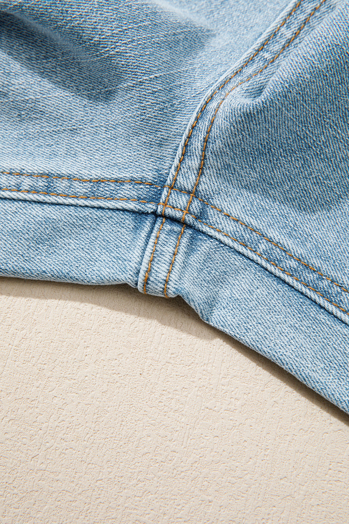 Beau Blue Solid Full-Length Regular Pocket Detail Denim Jeans