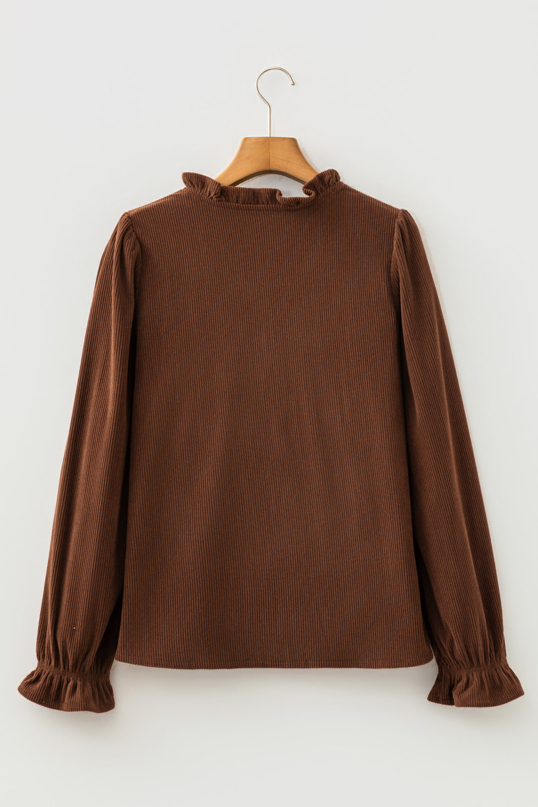 Coffee Solid Color Long Sleeve Button Corduroy Shakcet