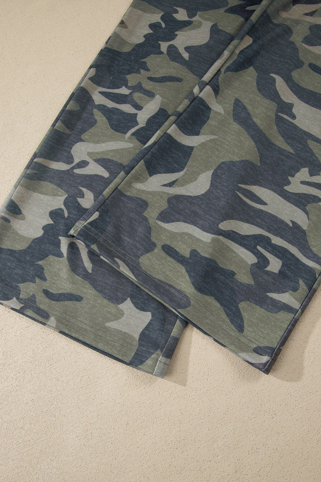 Green Camouflage Print Slim Tank Drawstring Pant Set