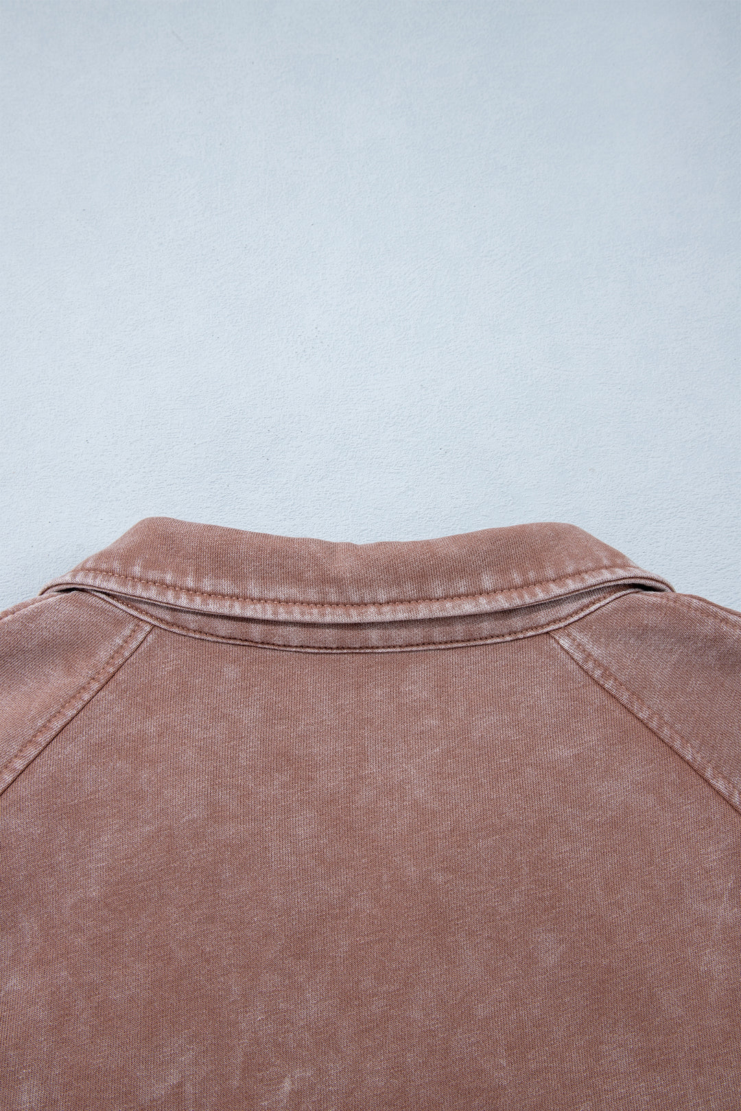 Chestnut Vintage Half-Zip Long Sleeve Ribbed Cuffs Hem Shift Silhouette Sweatshirt