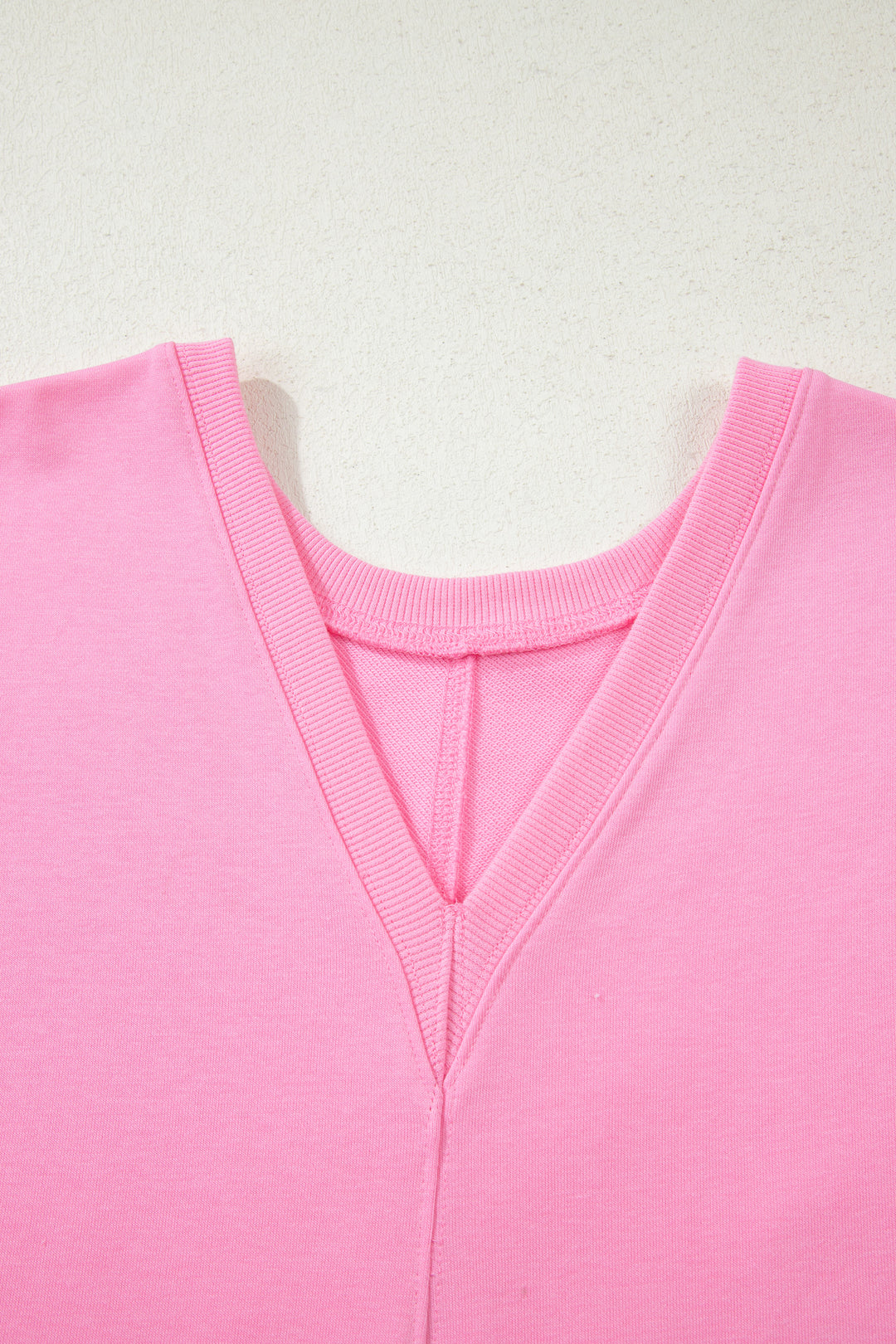 Pink Solid Color Raw Edge Half Sleeve Pocketed Loose Romper