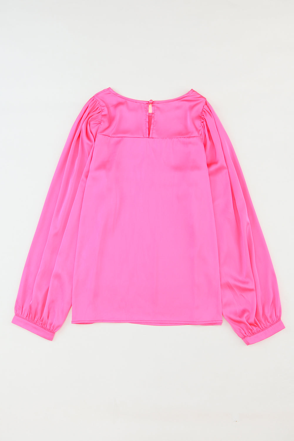 Satin Puff Long Sleeve Crewneck Blouse