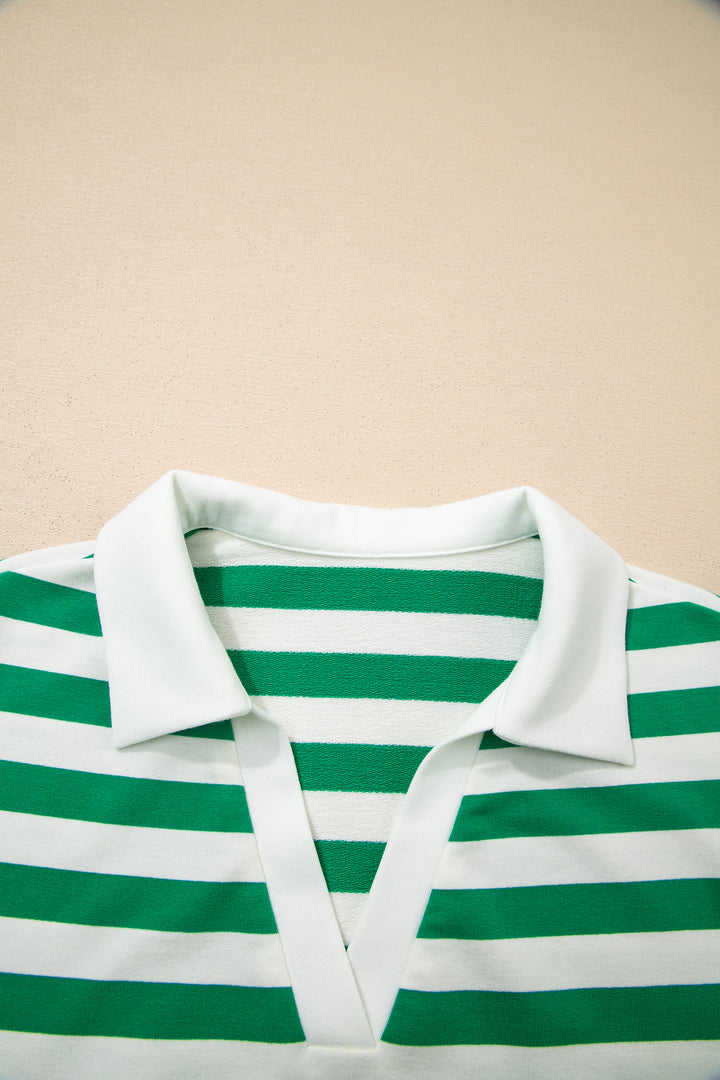 Collar V Neck Ruffled Short Sleeve Blouse