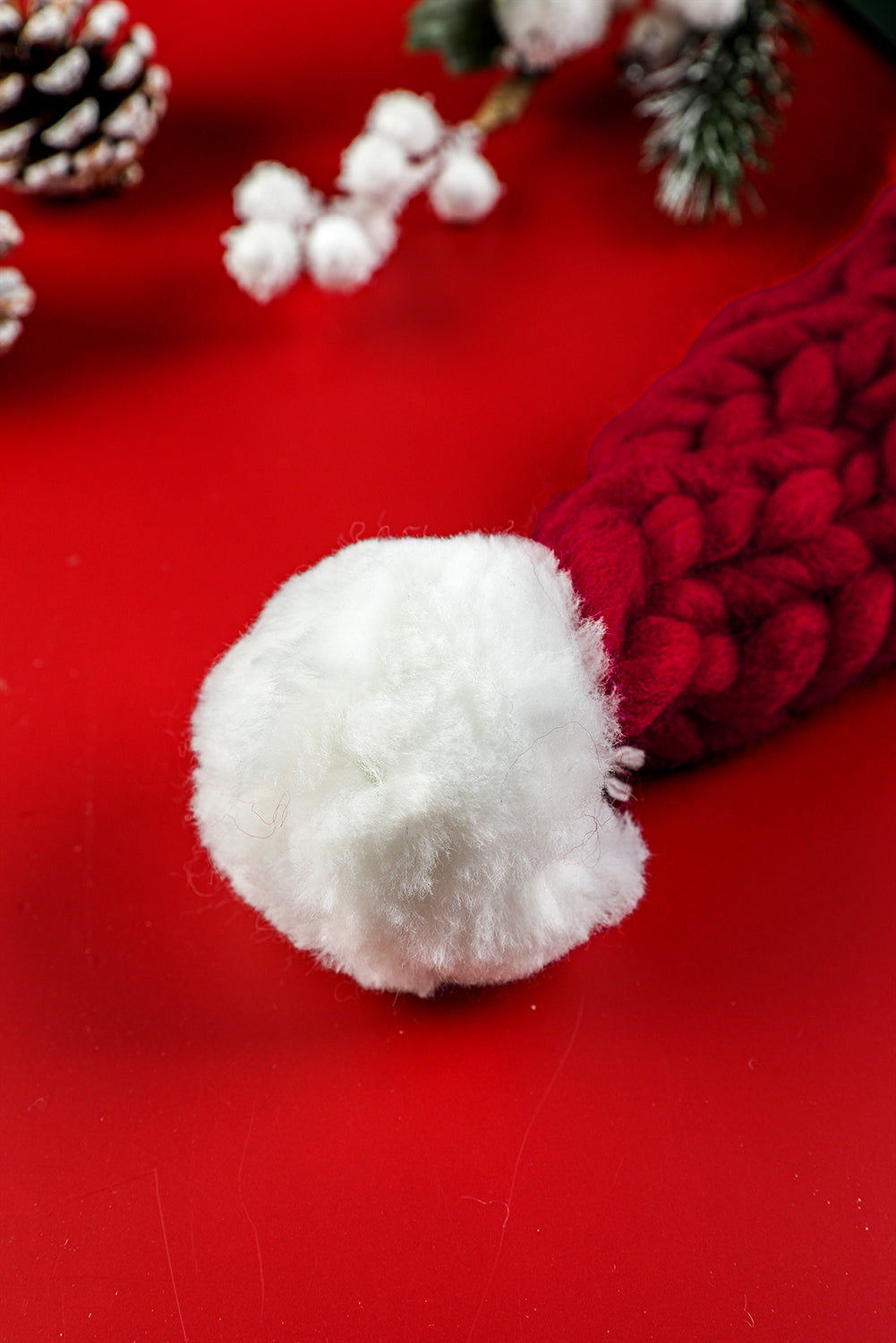 Color Block Pom Pom Decor Chunky Knitted Christmas Hat