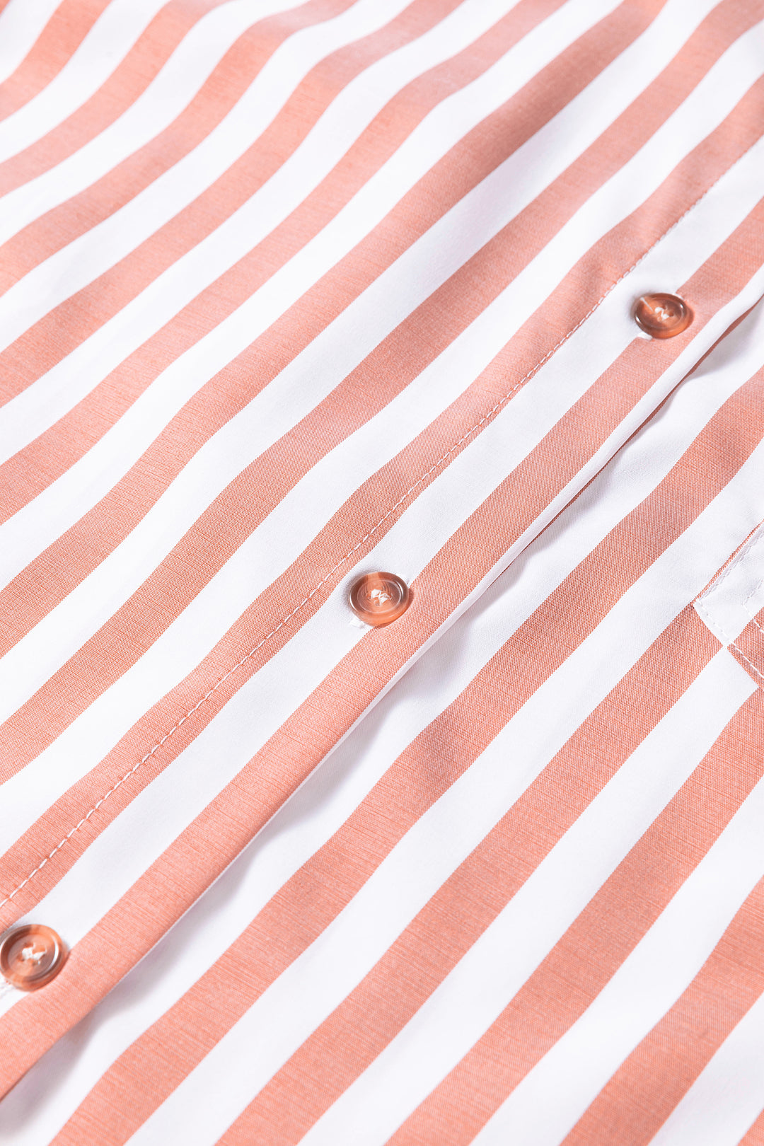 Khaki Stripe Collar Button Front Bracelet Sleeve Ruffle Hem Shirt