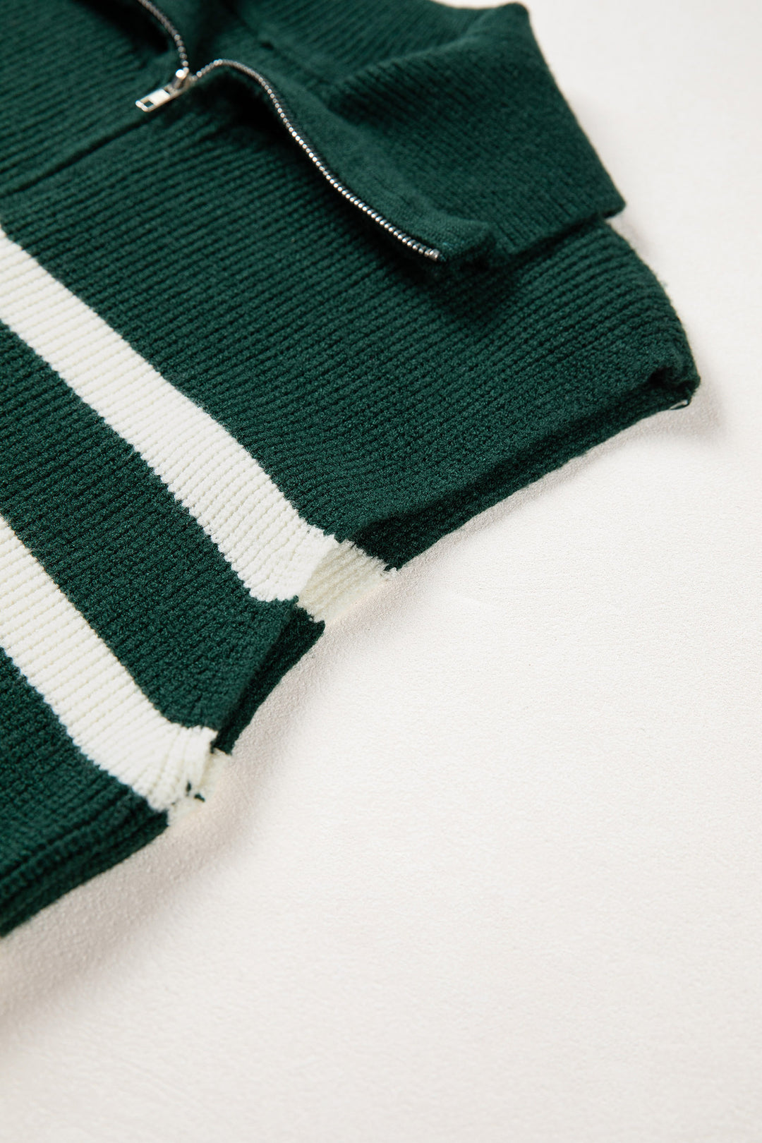Ribbed Half Zip Collared Sweater Vest