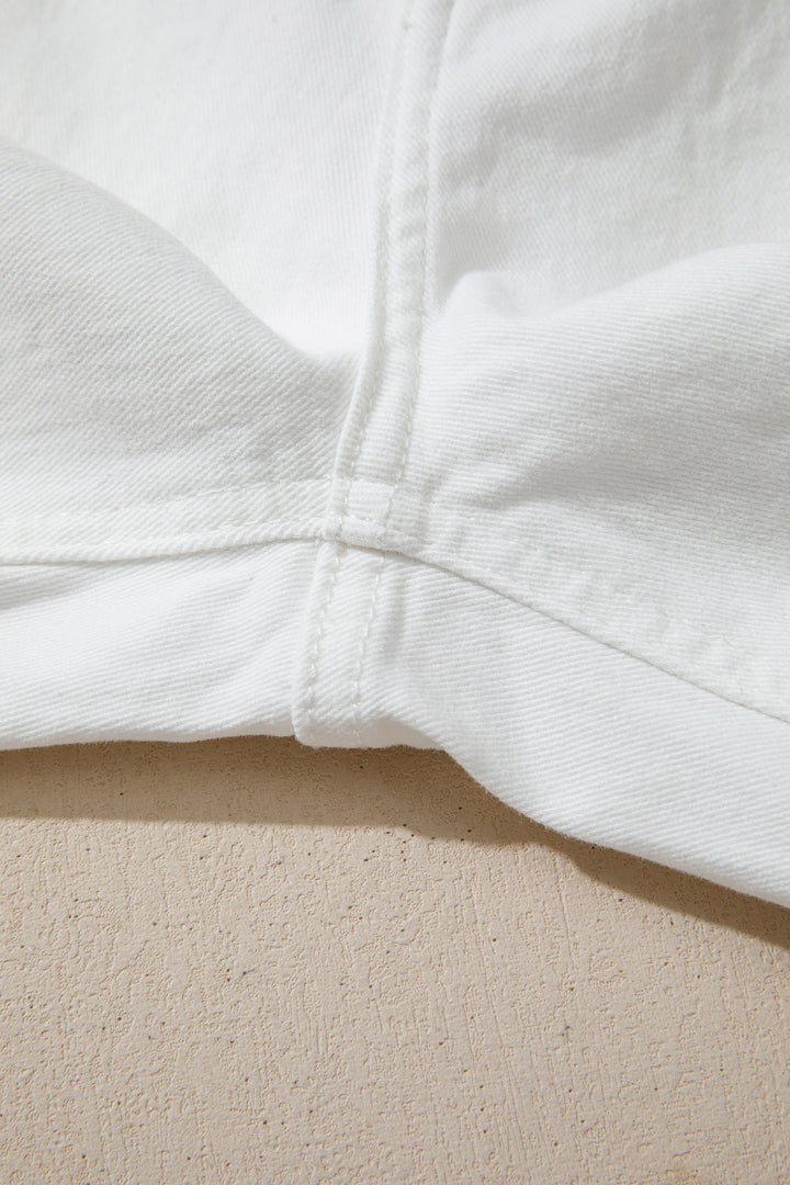 White Solid Color Loose Casual Jeans