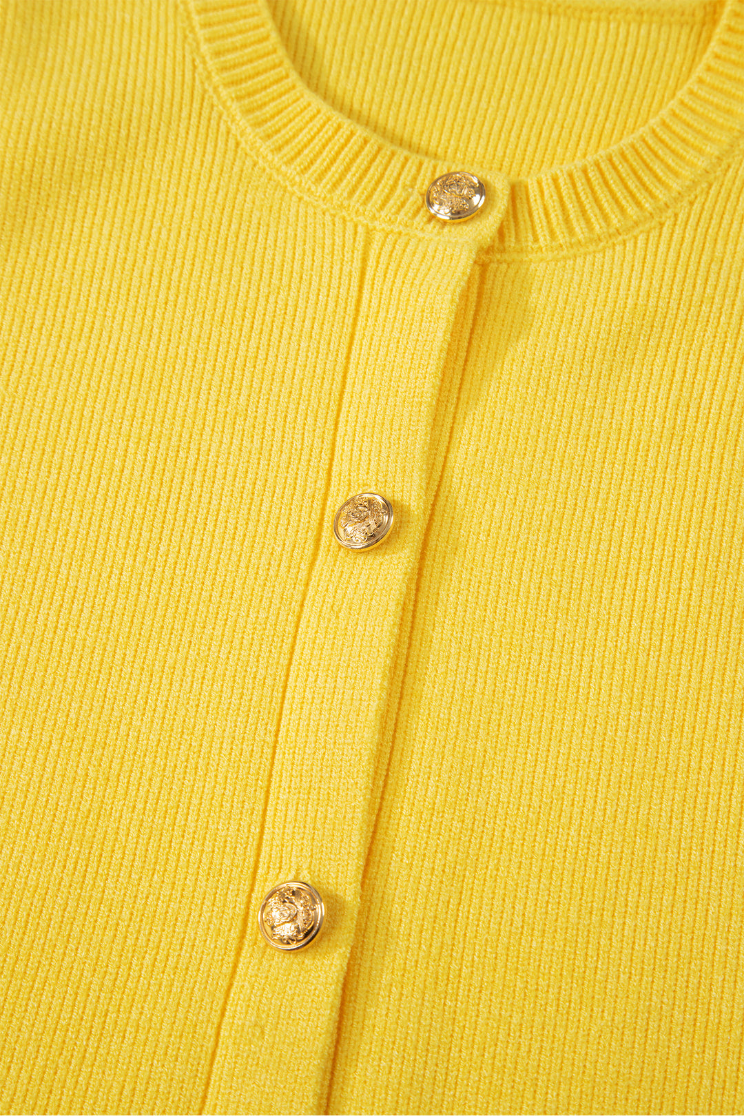 Yellow Cream Solid Color Sleeveless Knit Button Pocketed Sweater