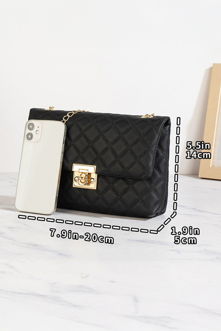 Textured PU Leather Gold Chain Buckle Single Shoulder Bag