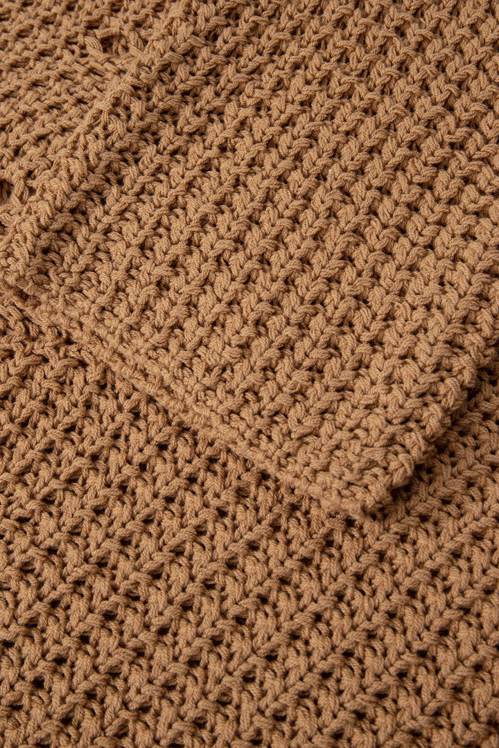 Hollowed Detail Wide Sleeve Loose Pullover Sweater