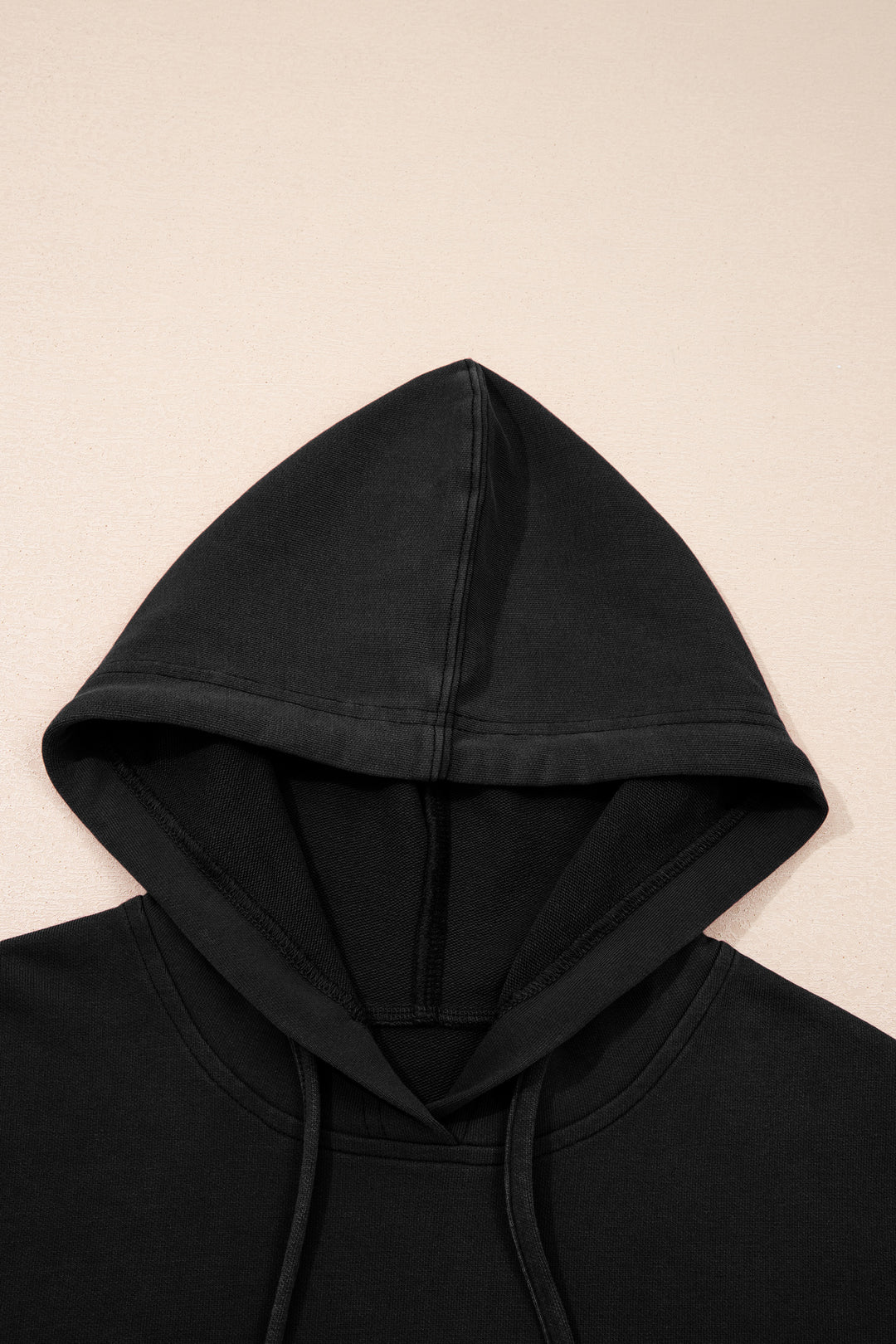 Black Plaid Sleeve Drawstring Pocket Hooded Sweatshirt