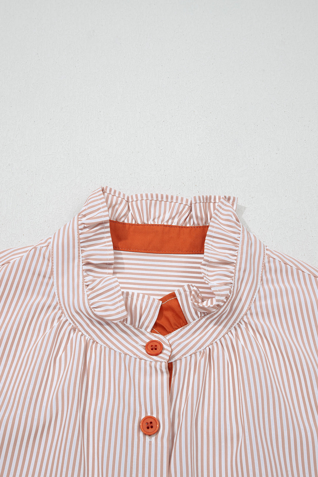 Color Block Patchwork Detail Frilled Collar Button Down Shirt